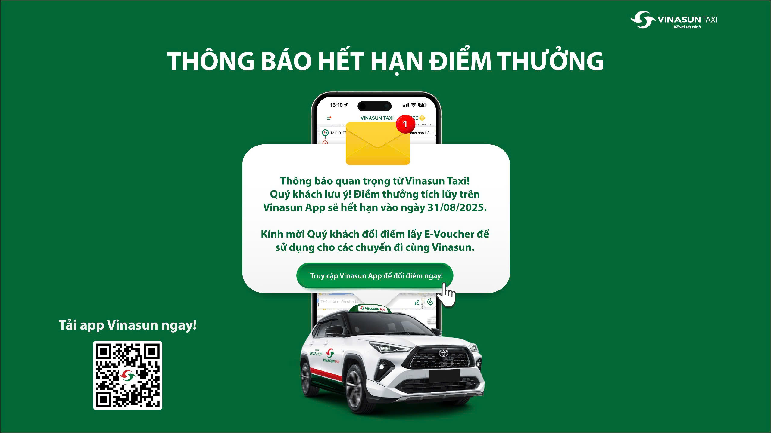 Điểm thưởng Vinasun sắp hết hạn, đổi ngay E-Voucher trước 31/8!