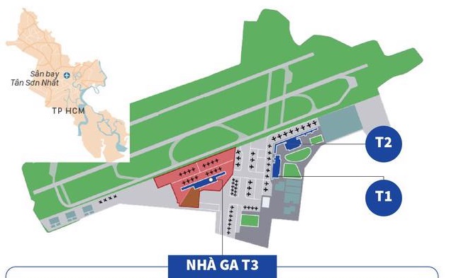 Nhà ga T3 sân bay Tân Sơn Nhất nằm ở đâu? xem vị trí bản đồ