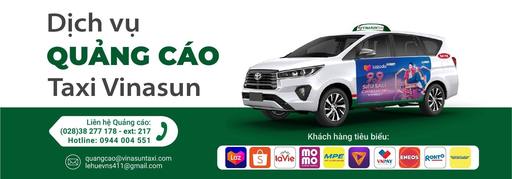 Dịch vụ quảng cáo trên taxi Vinasun Taxi